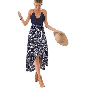 Deep v neck open back dress